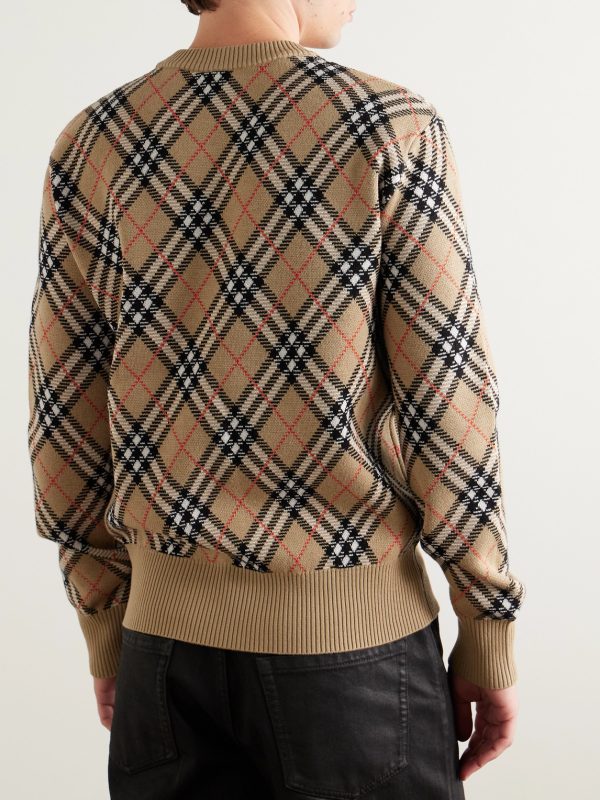 Checked Wool-Blend Jacquard Sweater - BK Checked Wool-Blend Jacquard Sweater - BK