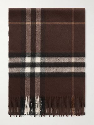 Fringed Checked Cashmere Scarf Fringed Checked Cashmere Scarf