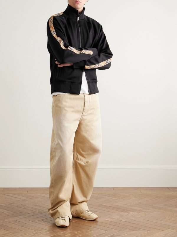 Checked Jacquard-Trimmed Logo-Embroidered Tech-Jersey Track Jacket - OU