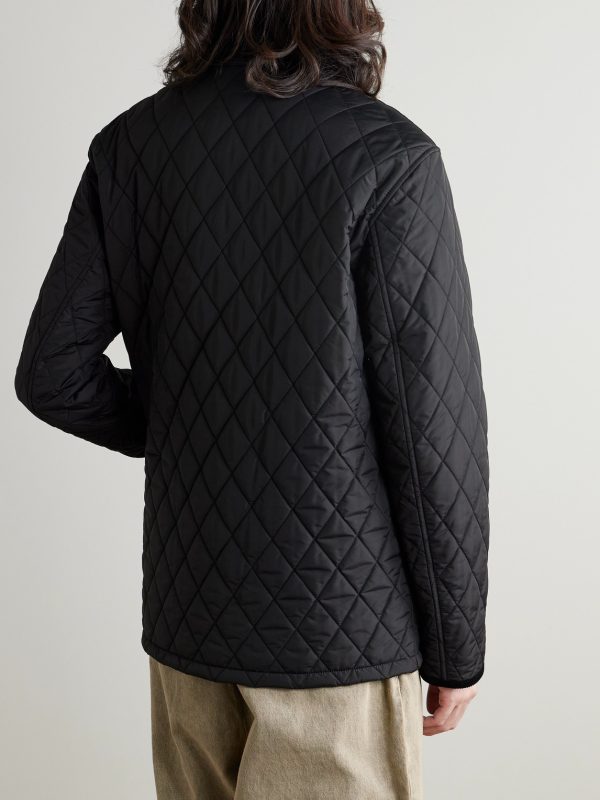 Corduroy-Trimmed Quilted Nylon Barn Jacket - BK