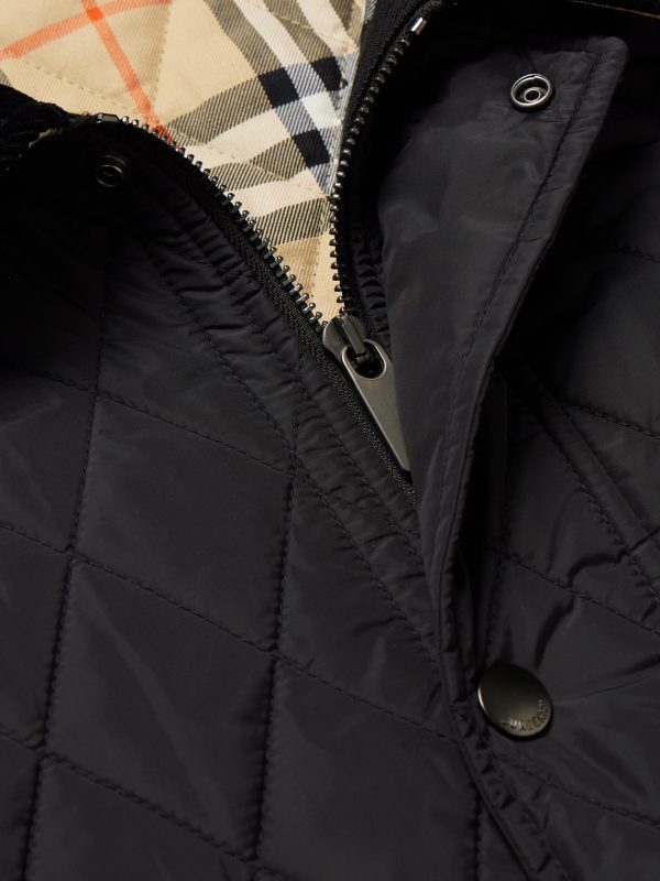 Corduroy-Trimmed Quilted Nylon Barn Jacket - CU