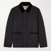 Corduroy-Trimmed Quilted Nylon Barn Jacket