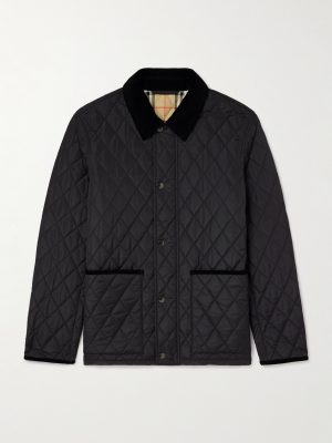 Corduroy-Trimmed Quilted Nylon Barn Jacket