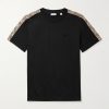 Logo-Embroidered Checked Jacquard-Trimmed Cotton-Jersey T-Shirt