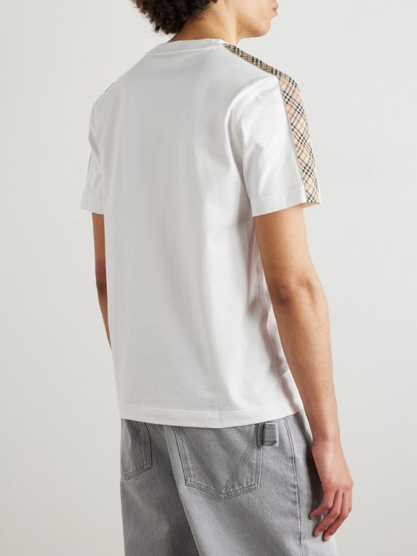 Checked Cotton-Jersey T-Shirt - BK Checked Cotton-Jersey T-Shirt - BK