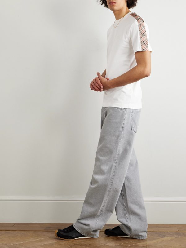 Checked Cotton-Jersey T-Shirt - OU Checked Cotton-Jersey T-Shirt - OU