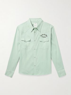 Four Corners Logo-Embroidered Canvas Western Shirt Four Corners Logo-Embroidered Canvas Western Shirt