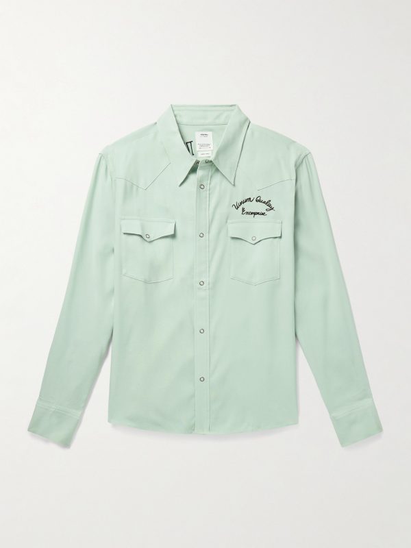 Four Corners Logo-Embroidered Canvas Western Shirt Four Corners Logo-Embroidered Canvas Western Shirt