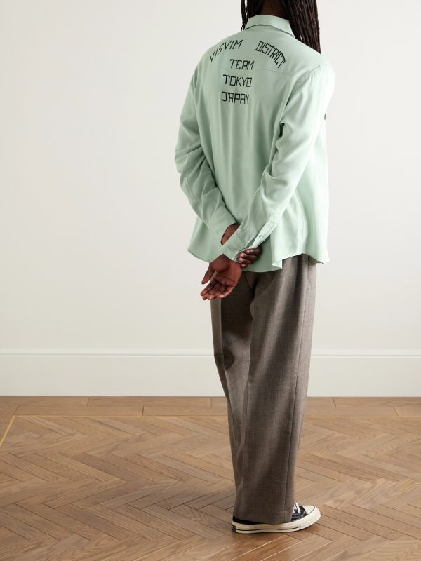 Four Corners Logo-Embroidered Canvas Western Shirt - OU Four Corners Logo-Embroidered Canvas Western Shirt - OU