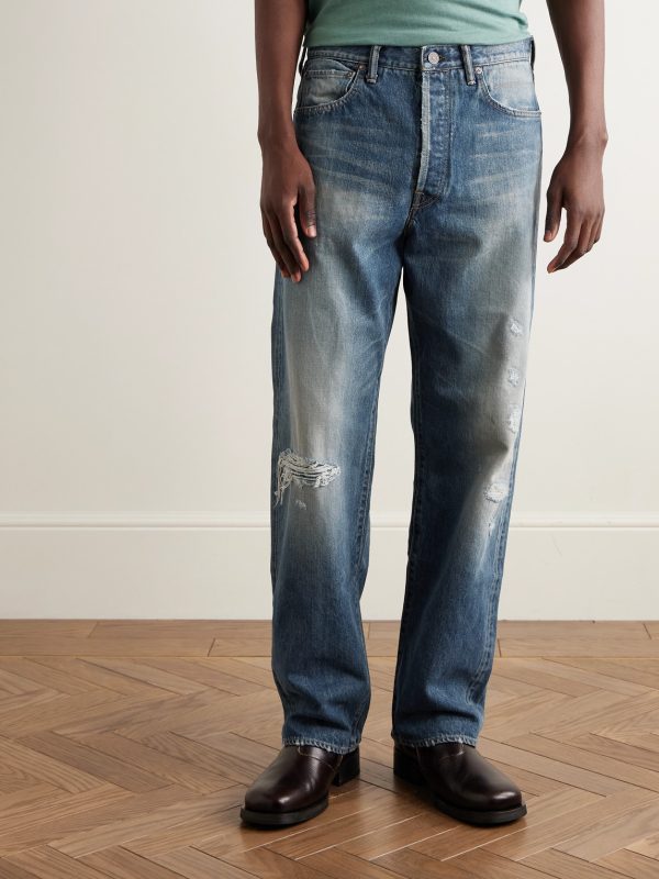 Social Sculpture 01 Wide-Leg Distressed Selvedge Jeans - FR Social Sculpture 01 Wide-Leg Distressed Selvedge Jeans - FR