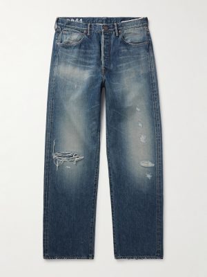 Social Sculpture 01 Wide-Leg Distressed Selvedge Jeans Social Sculpture 01 Wide-Leg Distressed Selvedge Jeans