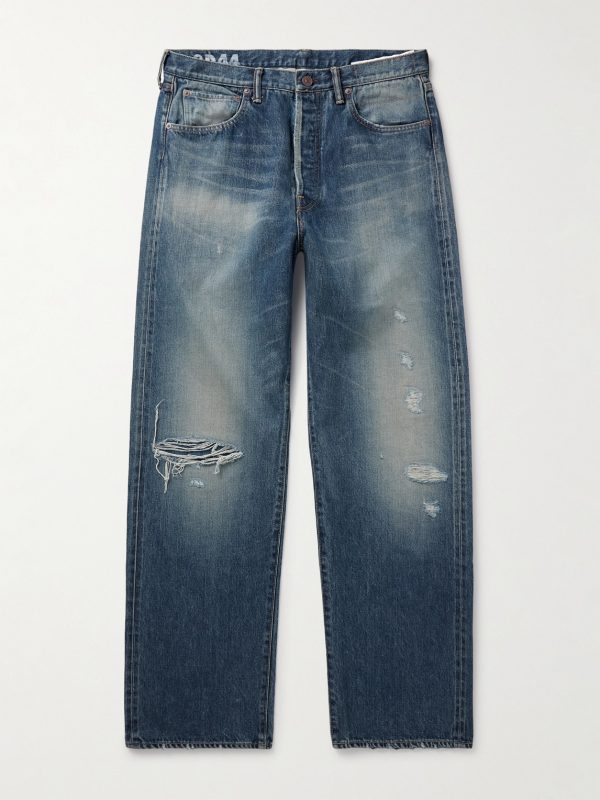 Social Sculpture 01 Wide-Leg Distressed Selvedge Jeans Social Sculpture 01 Wide-Leg Distressed Selvedge Jeans