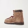 Alpine Leather-Trimmed Tumbled-Suede Lace-Up Boots - BK Alpine Leather-Trimmed Tumbled-Suede Lace-Up Boots - BK