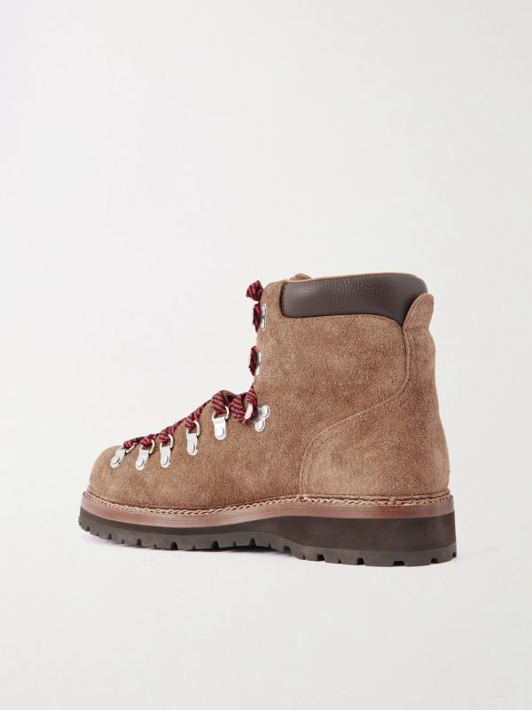 Alpine Leather-Trimmed Tumbled-Suede Lace-Up Boots - BK Alpine Leather-Trimmed Tumbled-Suede Lace-Up Boots - BK