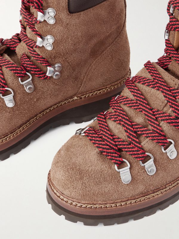 Alpine Leather-Trimmed Tumbled-Suede Lace-Up Boots - CU Alpine Leather-Trimmed Tumbled-Suede Lace-Up Boots - CU