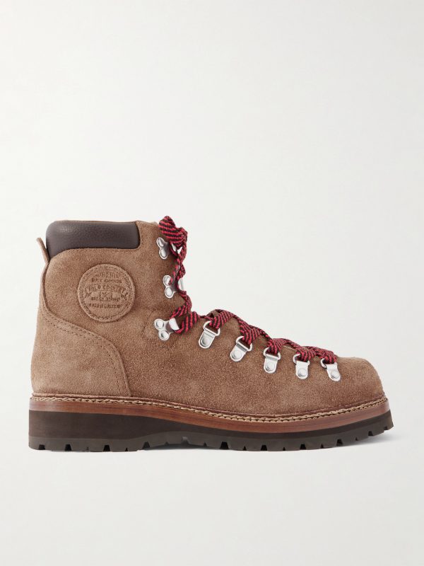 Alpine Leather-Trimmed Tumbled-Suede Lace-Up Boots Alpine Leather-Trimmed Tumbled-Suede Lace-Up Boots