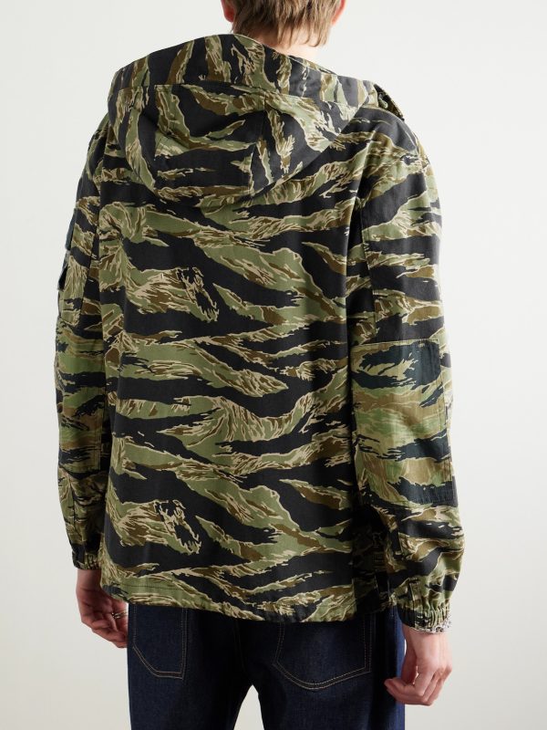 Camouflage-Print Cotton-Canvas Hooded Jacket - BK