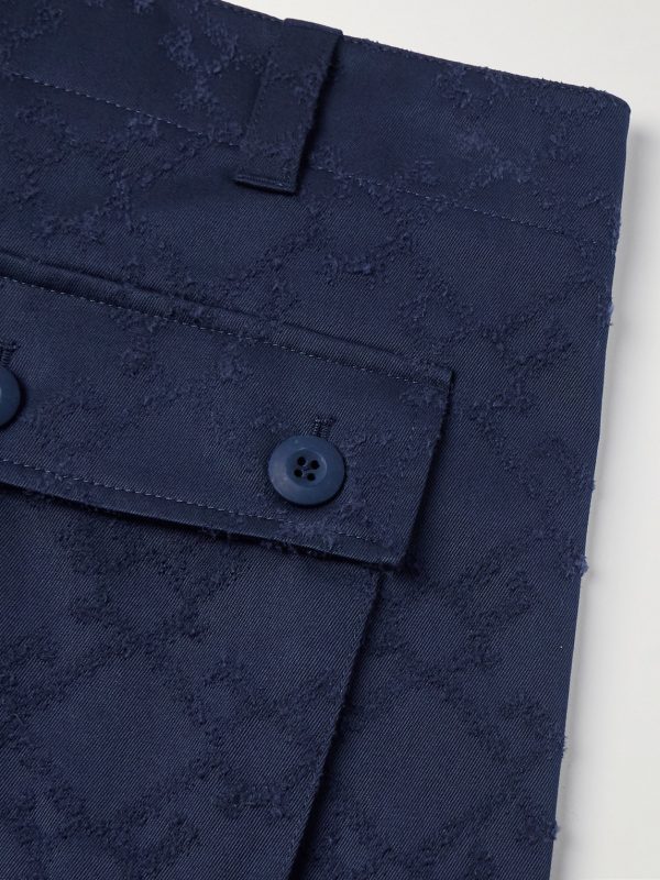 Straight-Leg Cotton-Twill Jacquard Cargo Trousers - CU Straight-Leg Cotton-Twill Jacquard Cargo Trousers - CU