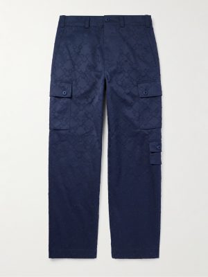 Straight-Leg Cotton-Twill Jacquard Cargo Trousers Straight-Leg Cotton-Twill Jacquard Cargo Trousers