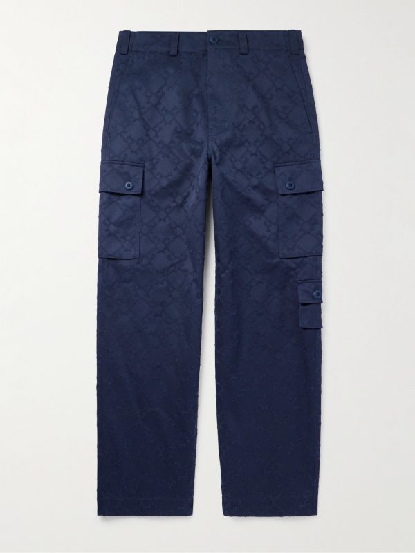 Straight-Leg Cotton-Twill Jacquard Cargo Trousers Straight-Leg Cotton-Twill Jacquard Cargo Trousers