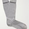 Striped Textured Organic Cotton-Blend Socks