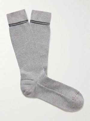 Striped Textured Organic Cotton-Blend Socks Striped Textured Organic Cotton-Blend Socks
