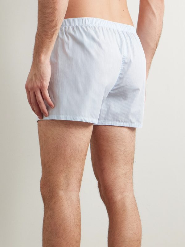 Striped Cotton-Poplin Boxer Shorts - BK Striped Cotton-Poplin Boxer Shorts - BK