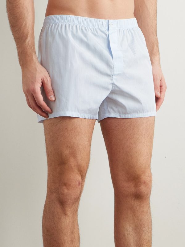 Striped Cotton-Poplin Boxer Shorts - OU Striped Cotton-Poplin Boxer Shorts - OU