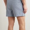 Straight-Leg Mid-Length Striped Seersucker Shorts - BK Straight-Leg Mid-Length Striped Seersucker Shorts - BK