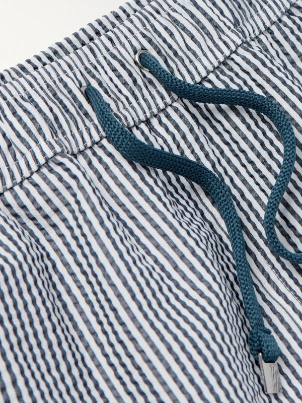 Straight-Leg Mid-Length Striped Seersucker Shorts - CU Straight-Leg Mid-Length Striped Seersucker Shorts - CU