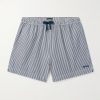 Straight-Leg Mid-Length Striped Seersucker Shorts Straight-Leg Mid-Length Striped Seersucker Shorts
