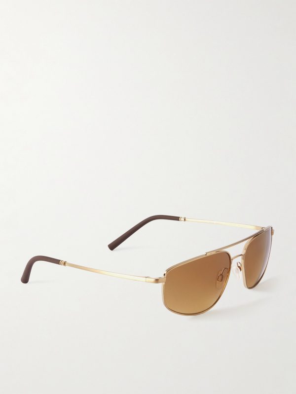 + Roger Federer R-14 Aviator-Style Gold-Tone Sunglasses - FR + Roger Federer R-14 Aviator-Style Gold-Tone Sunglasses - FR