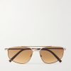 + Roger Federer R-14 Aviator-Style Gold-Tone Sunglasses + Roger Federer R-14 Aviator-Style Gold-Tone Sunglasses