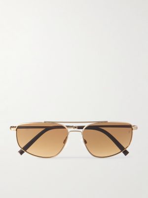 + Roger Federer R-14 Aviator-Style Gold-Tone Sunglasses + Roger Federer R-14 Aviator-Style Gold-Tone Sunglasses