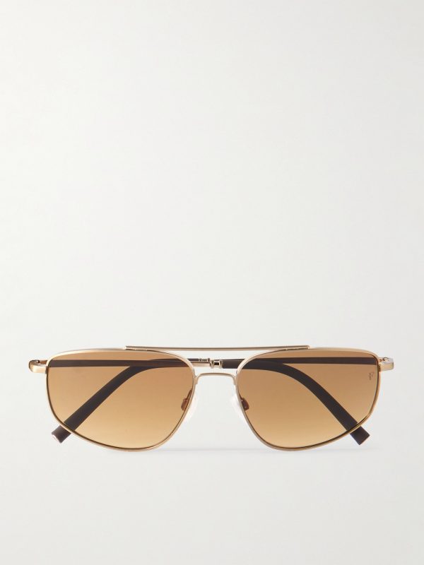 + Roger Federer R-14 Aviator-Style Gold-Tone Sunglasses + Roger Federer R-14 Aviator-Style Gold-Tone Sunglasses