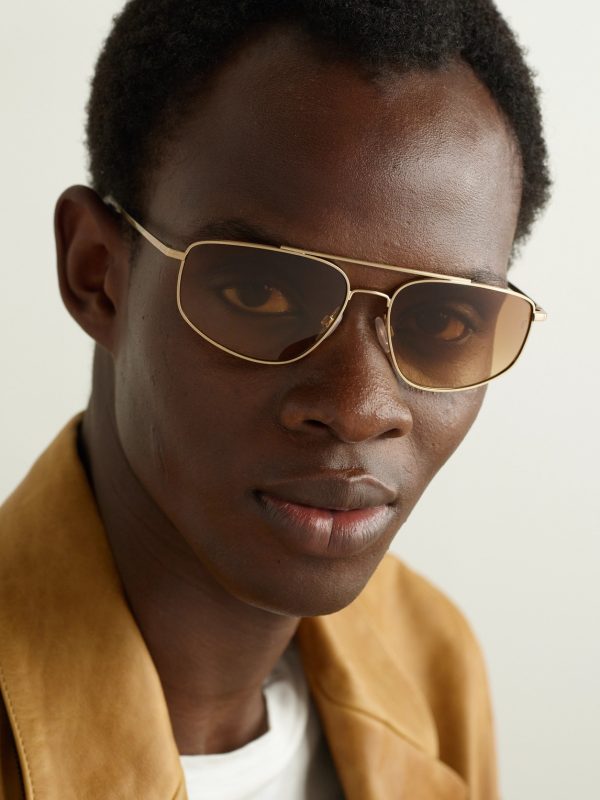 + Roger Federer R-14 Aviator-Style Gold-Tone Sunglasses - OU + Roger Federer R-14 Aviator-Style Gold-Tone Sunglasses - OU