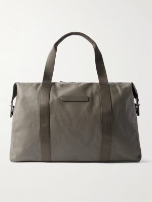 SoFo L Leather and Grosgrain-Trimmed Canvas Weekend Bag SoFo L Leather and Grosgrain-Trimmed Canvas Weekend Bag