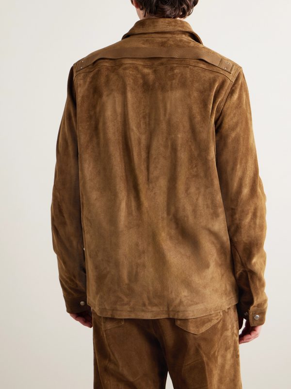 Brad Webbing-Trimmed Suede Bomber Jacket - BK