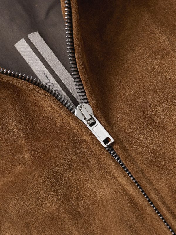 Brad Webbing-Trimmed Suede Bomber Jacket - CU