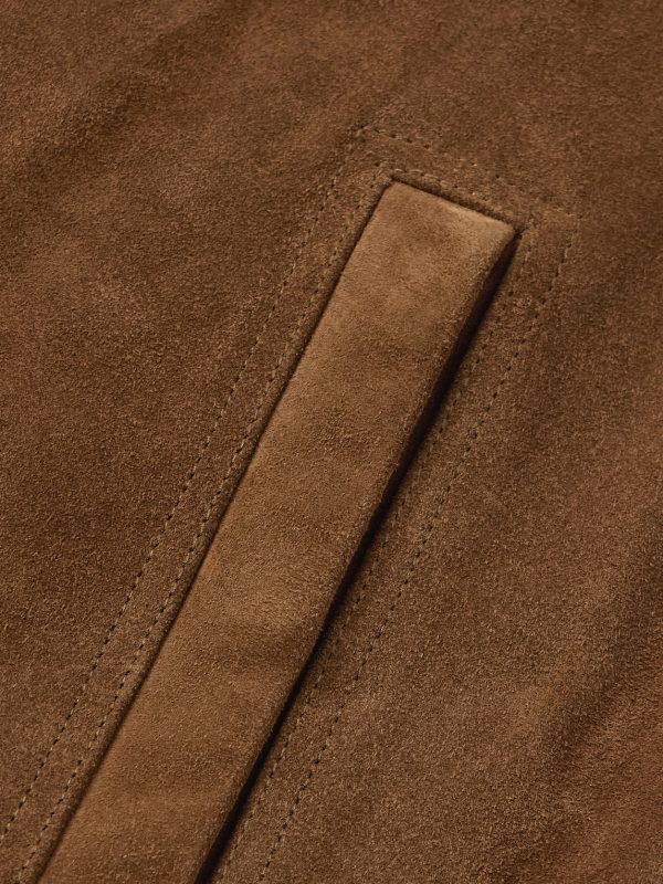 Brad Webbing-Trimmed Suede Bomber Jacket - E1