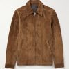 Brad Webbing-Trimmed Suede Bomber Jacket