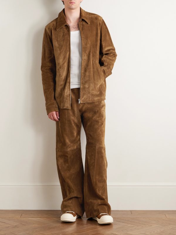 Brad Webbing-Trimmed Suede Bomber Jacket - OU