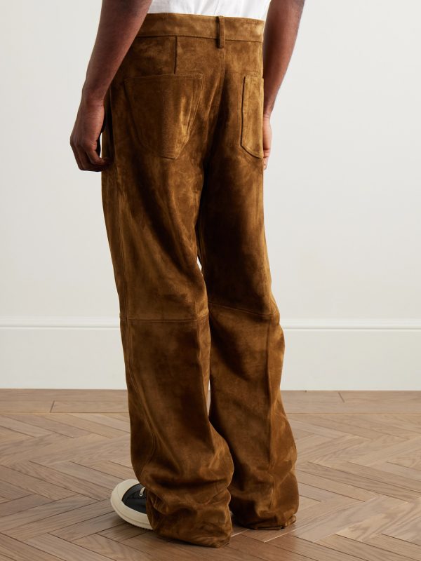 Geth Wide-Leg Panelled Suede Trousers - BK Geth Wide-Leg Panelled Suede Trousers - BK