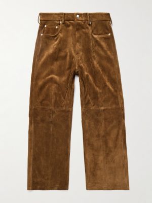 Geth Wide-Leg Panelled Suede Trousers