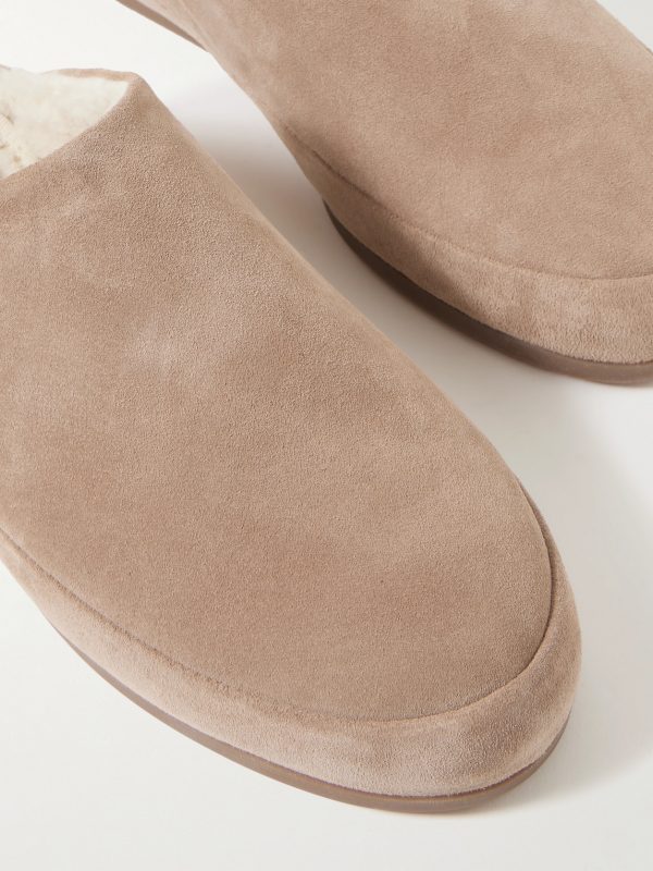 Shearling-Lined Suede Slippers - CU Shearling-Lined Suede Slippers - CU