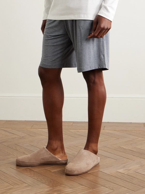 Shearling-Lined Suede Slippers - OU Shearling-Lined Suede Slippers - OU