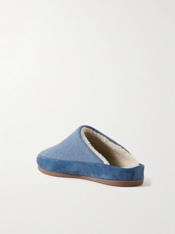 Suede-Trimmed Shearling-Lined Wool Slippers - BK Suede-Trimmed Shearling-Lined Wool Slippers - BK