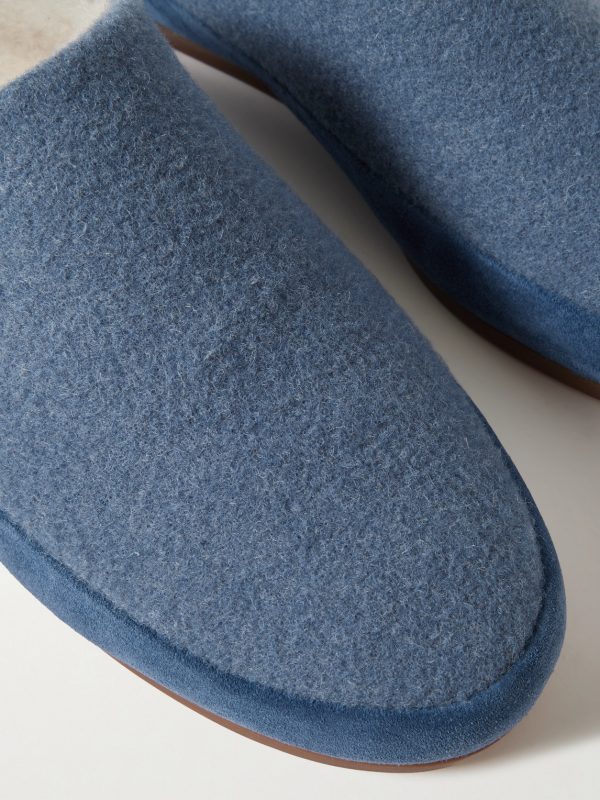 Suede-Trimmed Shearling-Lined Wool Slippers - CU Suede-Trimmed Shearling-Lined Wool Slippers - CU