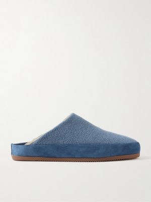 Suede-Trimmed Shearling-Lined Wool Slippers Suede-Trimmed Shearling-Lined Wool Slippers