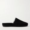 Shearling-Lined Suede Slippers
